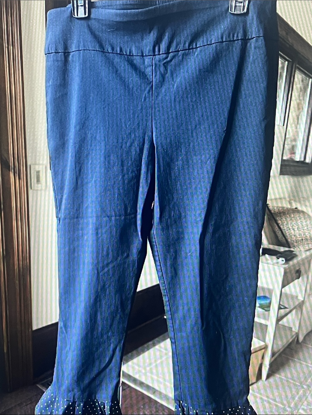 Attyre Navy Blue Slim Dress Pants with Elastic Waist